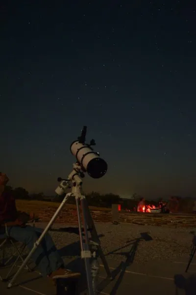 Telescope set up for stargazing at night